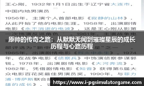 原帅的传奇之路：从默默无闻到璀璨星辰的成长历程与心路历程